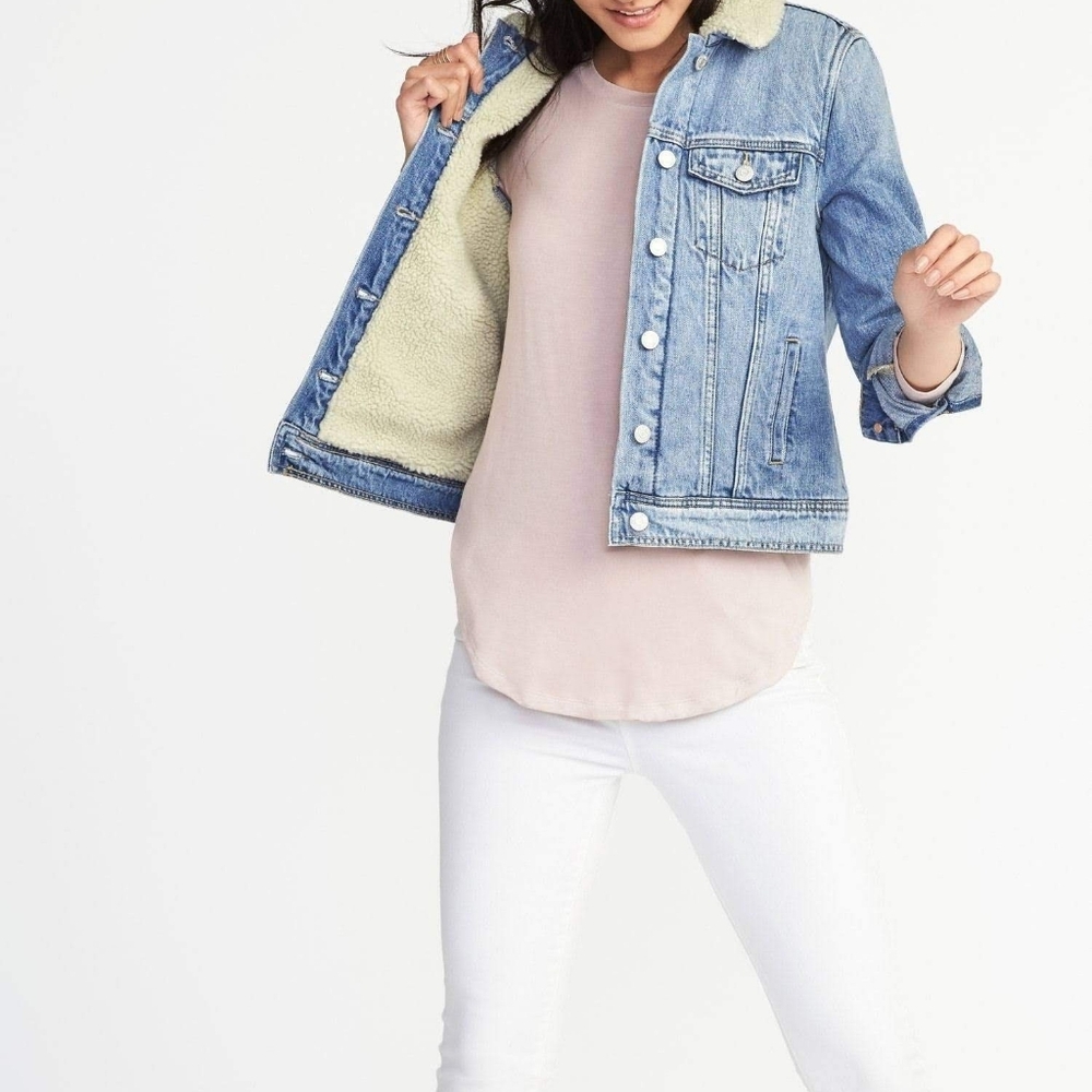 Old Navy Sherpa Lined Jean Jacket Size XXL Light Wash